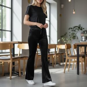 Vintage Y2K 2000s IZ Byer Cinched Tie Wide Leg Flare Velvet Pant XS